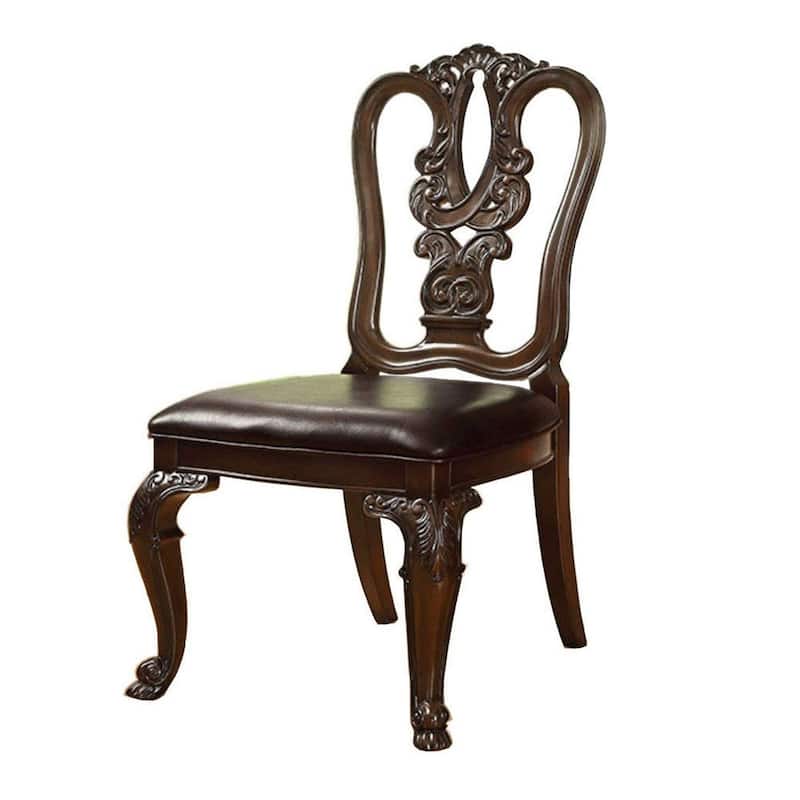 Bellagio Traditional Wooden Carving Side Chair, Set of 2 - 42.5 H x 25.5 W x 23 L Inches
