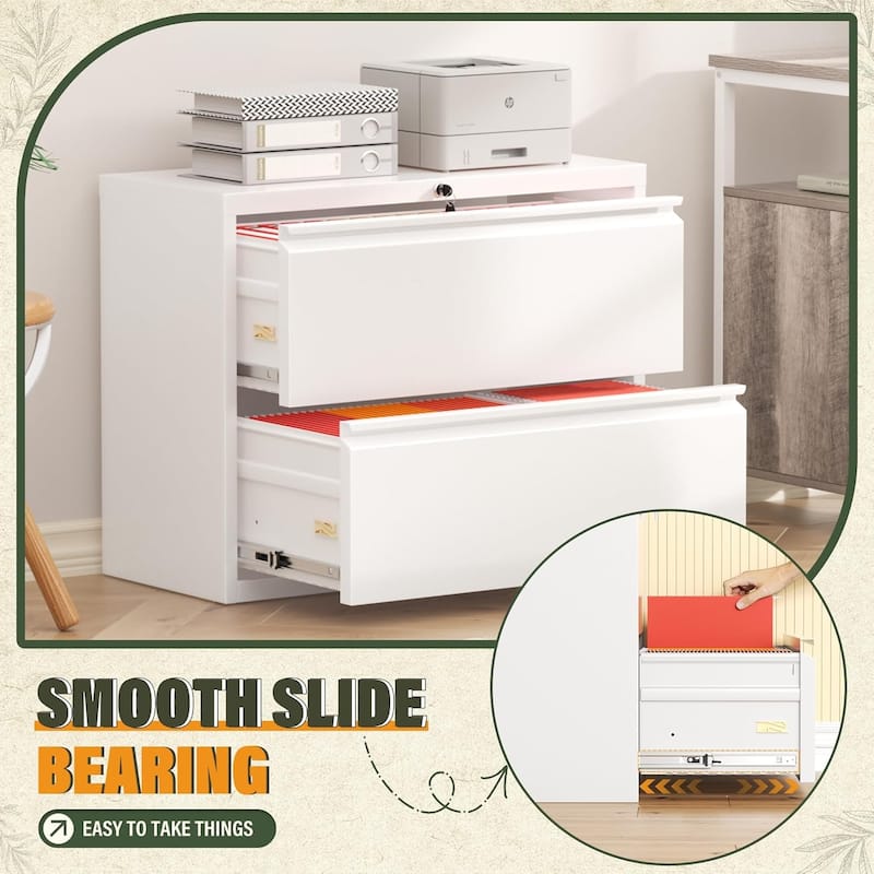 2 Drawer Lateral File Cabinet, Lockable Office Filling Cabinet