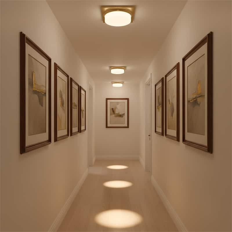 13-in Antique Brass LED Flush Mount