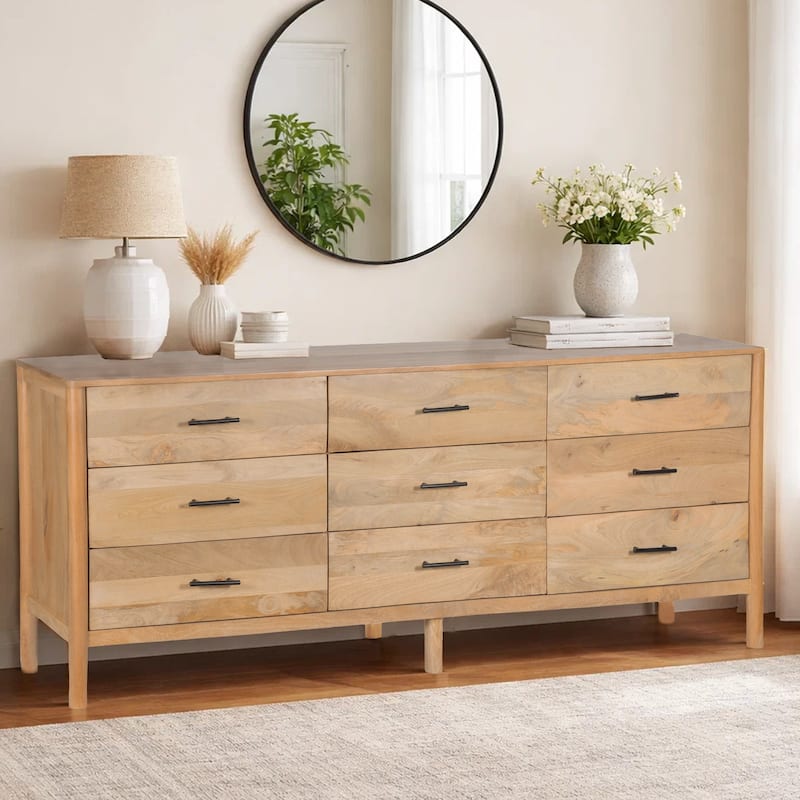light wood long dresser Maxime 8 Drawer Light Wood Dresser
