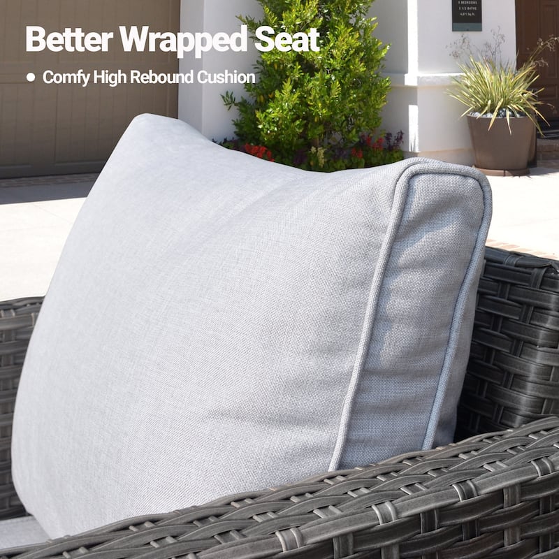 OVIOS 5-Piece Outdoor Wicker Patio Conversation Set