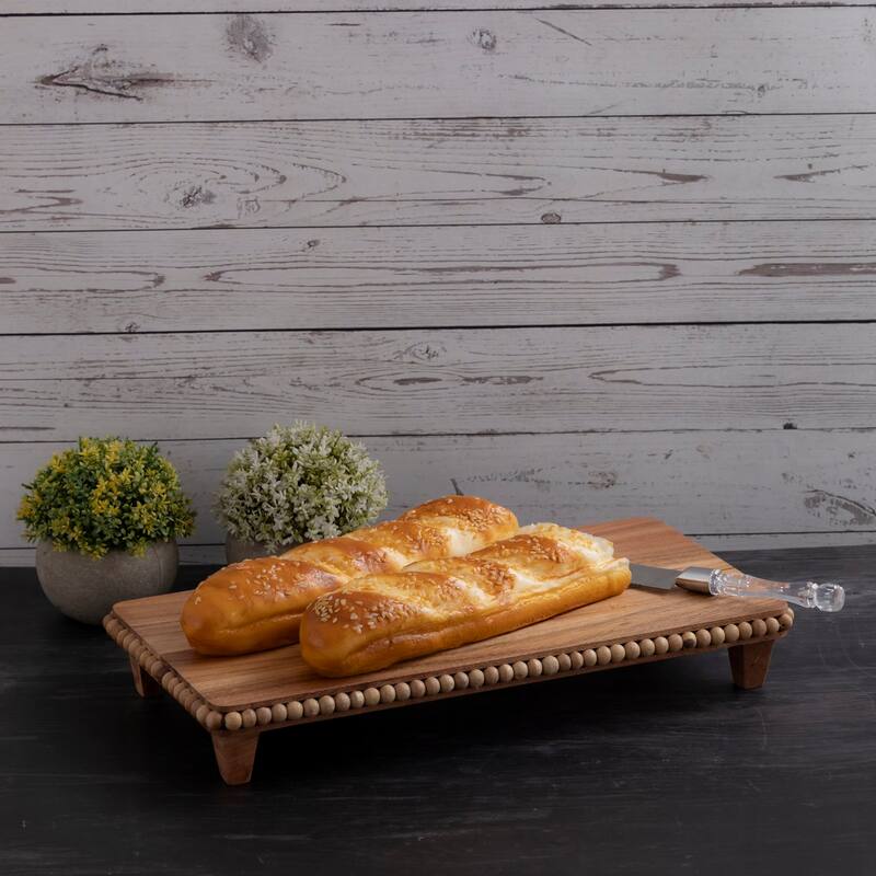 Acacia Wood Beaded Rect Riser