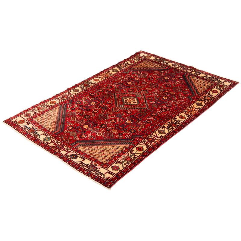 ECARPETGALLERY Hand-knotted Andelz Red Wool Rug - 4'8 x 6'8
