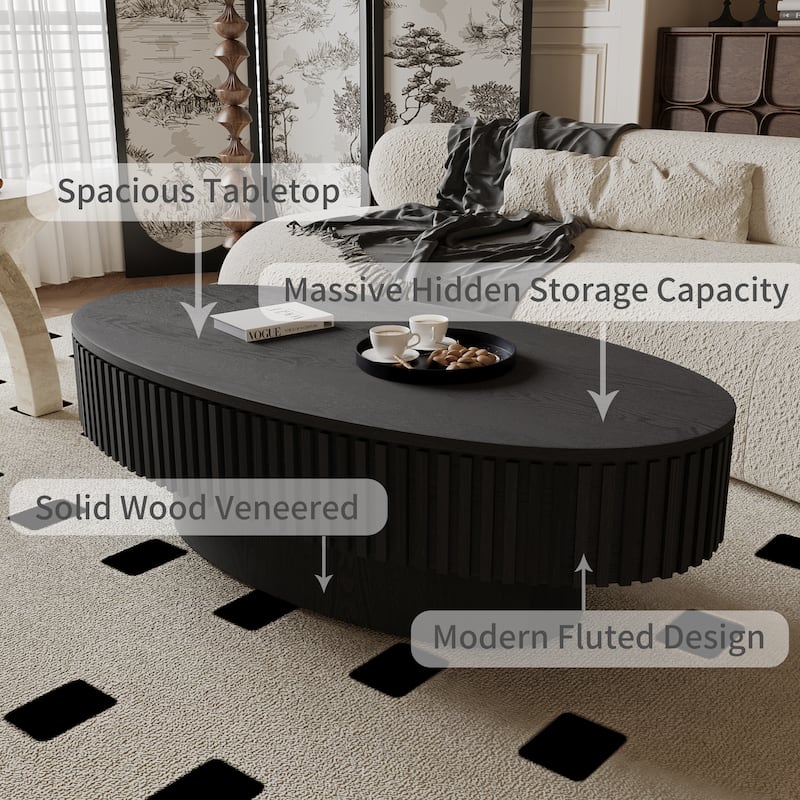 GDF Studio - Elowen 47 Inch Oval Coffee Table with Storage
