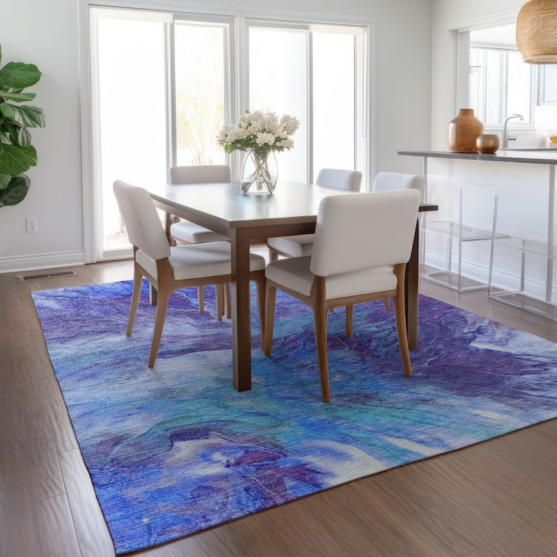 Machine Washable Indoor/ Outdoor Chantille Contemporary Splash Rug