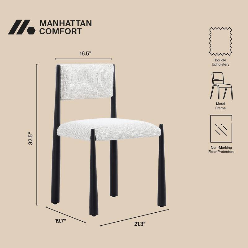 Manhattan Comfort Lennor Metal Boucle Side Chair Set of 2