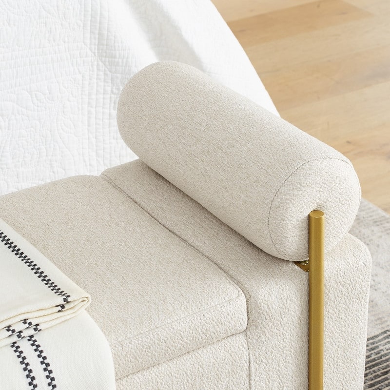Storage Ottoman Bench for End of Bed Gold Legs, Entryway Bench Upholstered Padded with Storage