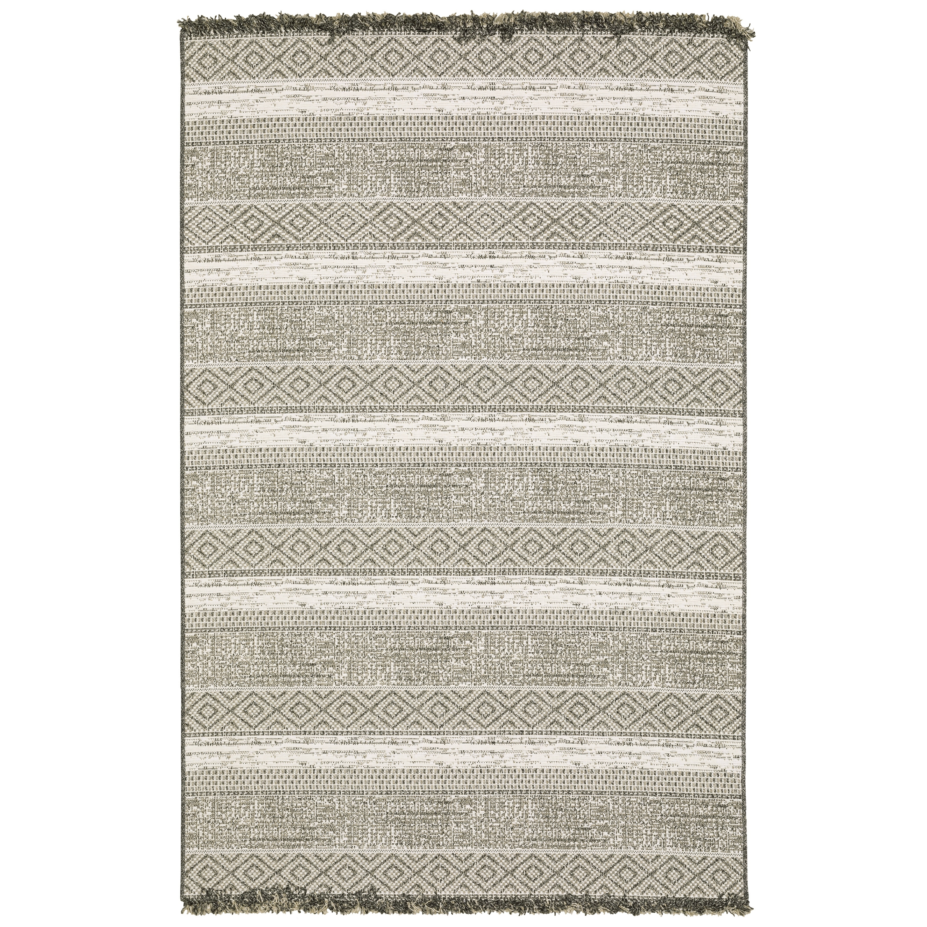 Style Haven Grayton Southwestern Influence Beige/ Black Indoor-Outdoor Fringe Edge Rug