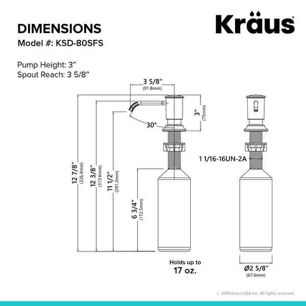 dimension image slide 2 of 3, Kraus Kitchen Soap Dispenser