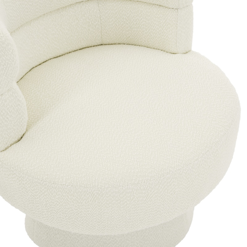 Roomfitters Contemporary 360° Swivel Barrel Chair, Premium Boucle Upholstered Accent Lounge Chair with 330 lbs, Cream White