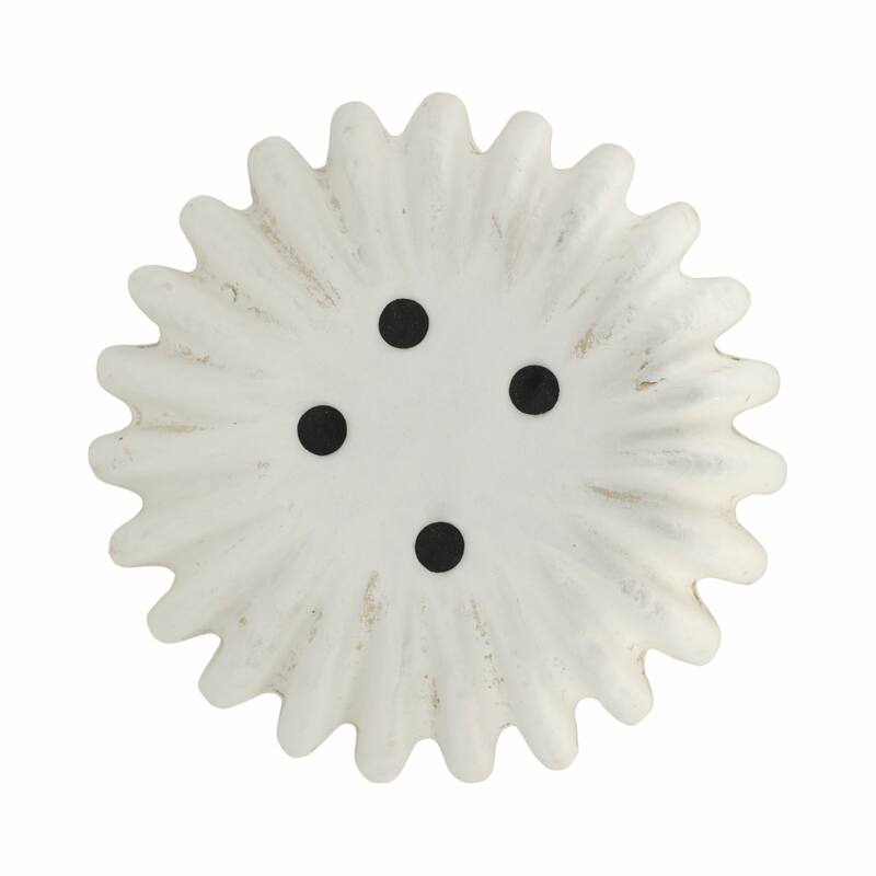 Modern Glam Fluted Pottery Decorative Bowl - 13" Ivory & Tan