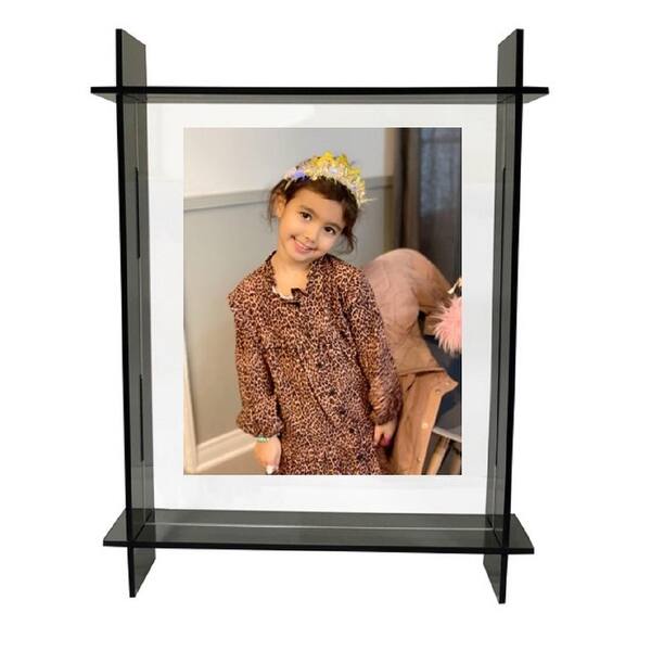 slide 2 of 3, Grey Lucite Picture Frame size 5x7 - 8.9x11.2x2.3 Inches Smoke Grey