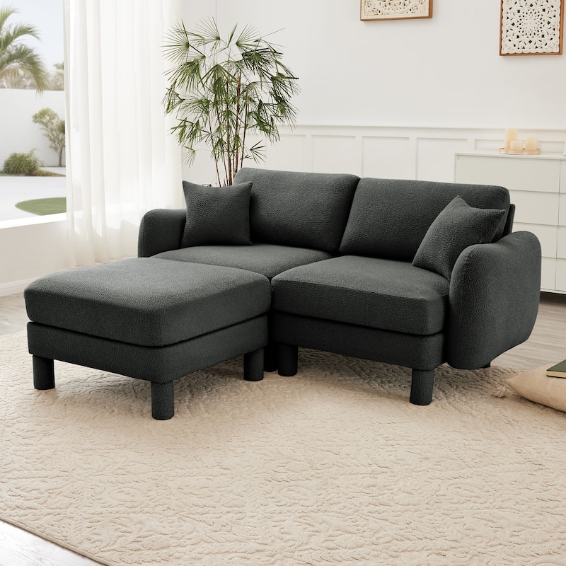 Loveseat Sofa, 78" 2-Seater Upholstered Couch Modern Sectional Couches with Shell-shaped Armrests for Living Room