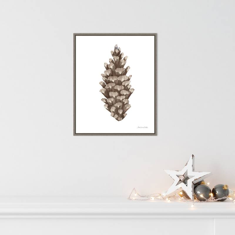 Peace and Joy Pinecone by Sara Zieve Miller Framed Canvas Wall Art