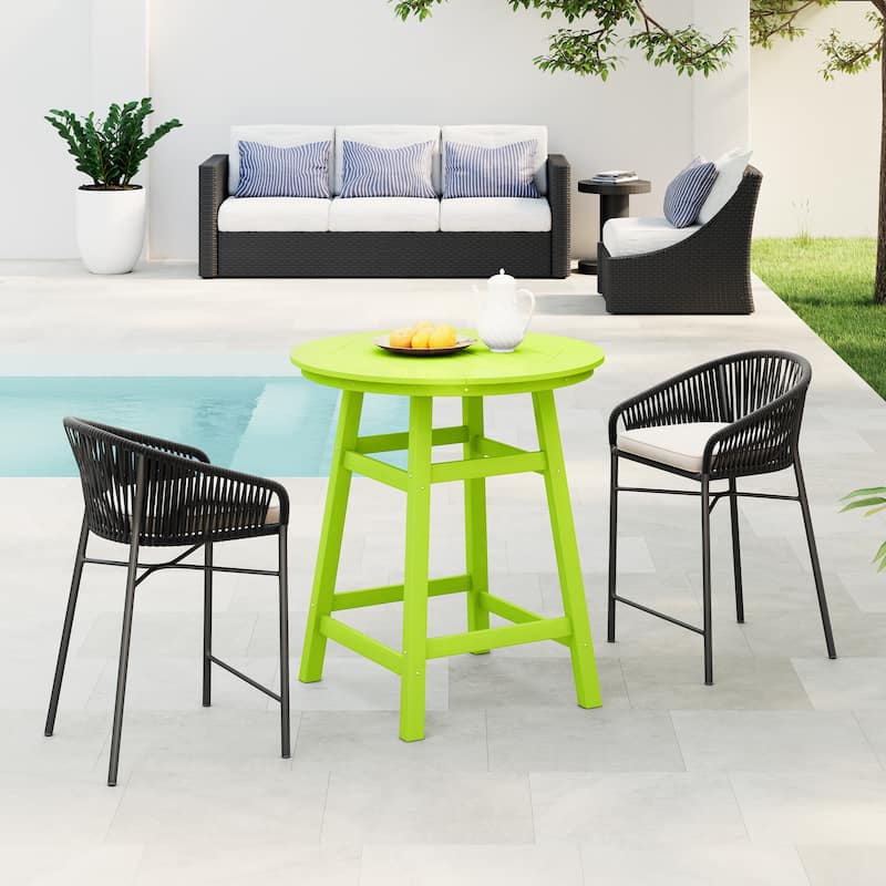 Polytrends Laguna Hdpe All Weather Outdoor Patio 35" Round Counter Table - Lime