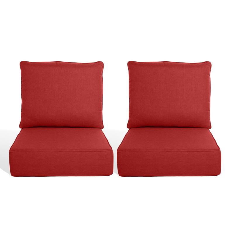 Pocassy 22"x24"x6" Thick Cushions Pillows Indoor & Outdoor Cushion - 2 Set Seat & Back Cushion - Red Cushion