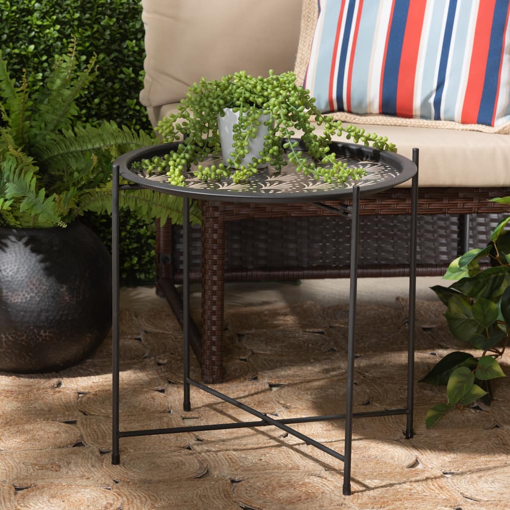 Ivana Modern and Contemporary Black Finished Metal Plant Stand