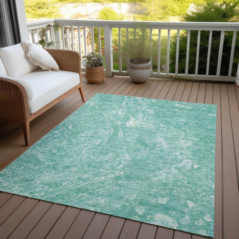 Machine Washable Indoor/ Outdoor Chantille Abstract Watercolor Rug