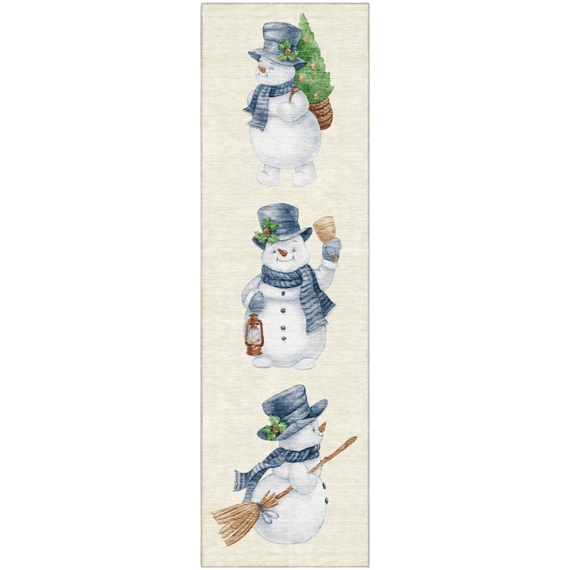 Premium Washable Super Soft Winter Holiday Snowman Mayfield Rug