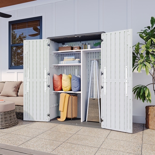 Shed 64 Cu.Ft Outdoor Resin Storage Cabinet Waterproof Vertical
