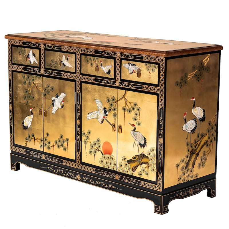 Gold Lacquer Sideboard - Cranes