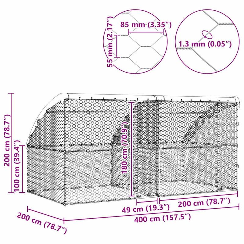 vidaXL Dog Kennel 2 pcs Silver Steel