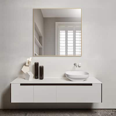 Modern Square Aluminum Framed Wall Mount Bathroom Vanity Mirror