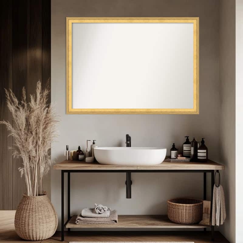 Owen Gold Non-Beveled Wood Framed Bathroom Vanity Wall Mirror - Owen Gold