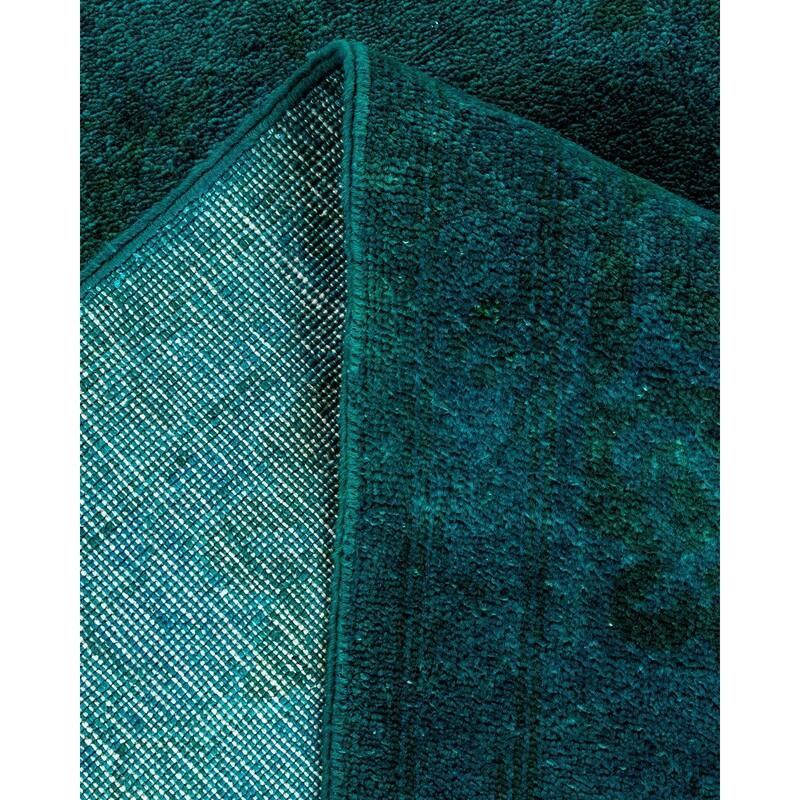 Overton Hand Knotted Wool Vintage Inspired Modern Contemporary Overdyed Green Area Rug - 6' 0" x 9' 4"