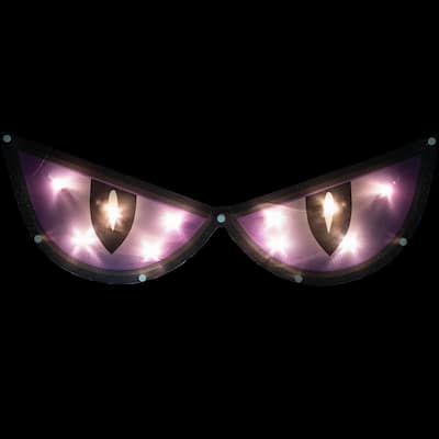 Lighted Eyes Halloween Window Silhouette Decoration - 20" - Purple - Clear Lights