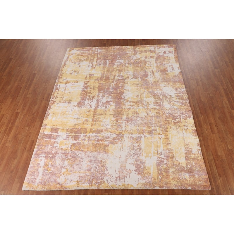 Abstract Area Rug Hand-Knotted Living Room Wool Carpet - 7'11" X 10'3"