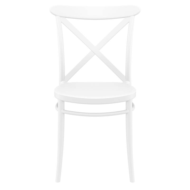 34.25" White Patio Cross Armless Dining Chair