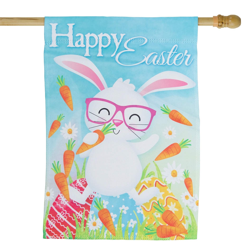 Happy Easter Bunny with Carrots Outdoor House Flag 28" x 40"
