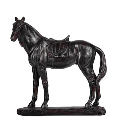 Standing Horse Sculpture with Base - 9.5" - Black