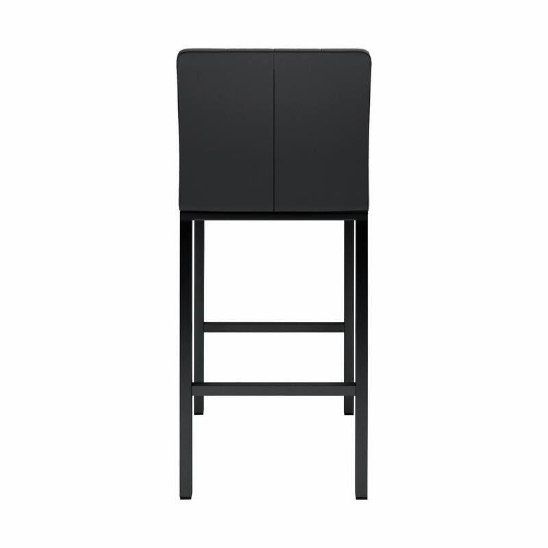 Modern High Stool with PU Seat and Metal Legs (Set of 2)