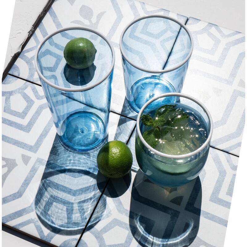 Abode Homewares Contrast Acrylic Stemless Wine Glass - Blue - 15 oz - Set of 6
