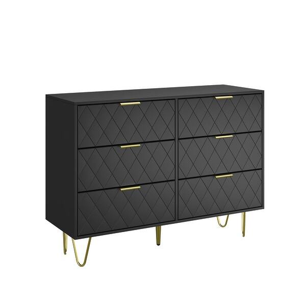 Modern 6-Drawer Dresser ,Wooden drawers with Gold Handles, Wide Chest of  Drawers,Dresser TV Stand - Bed Bath & Beyond - 41002592