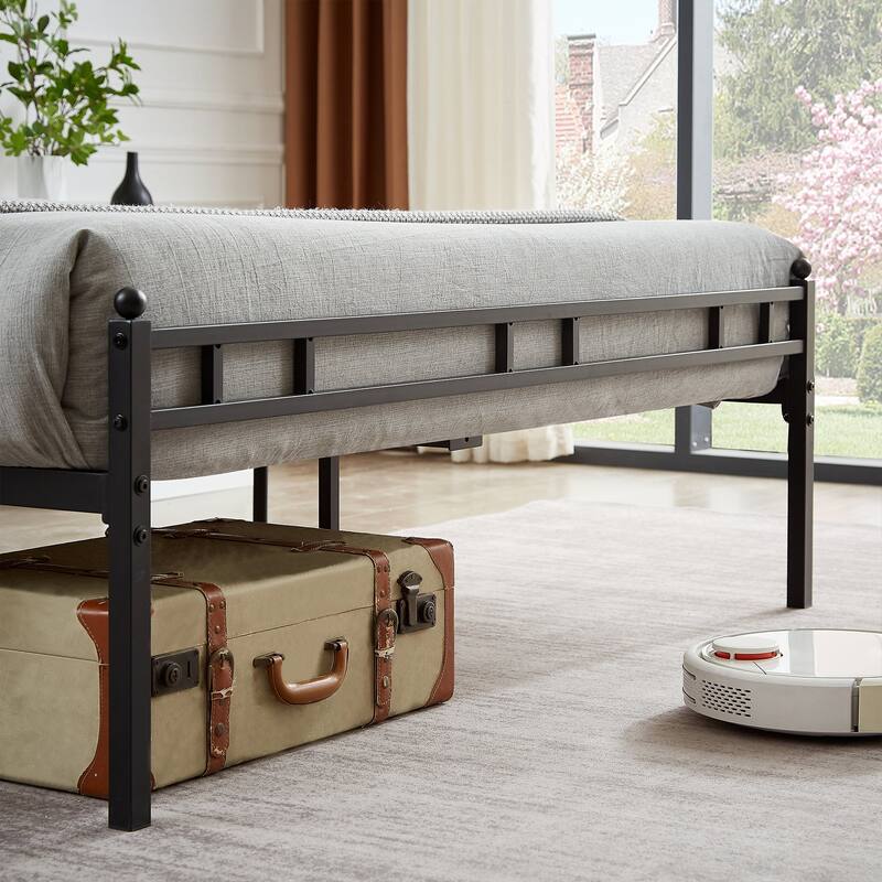 Javlergo Metal Platform Bed Frame with Faux Leather Headboard, Twin/Full/Queen, No Box Spring Needed