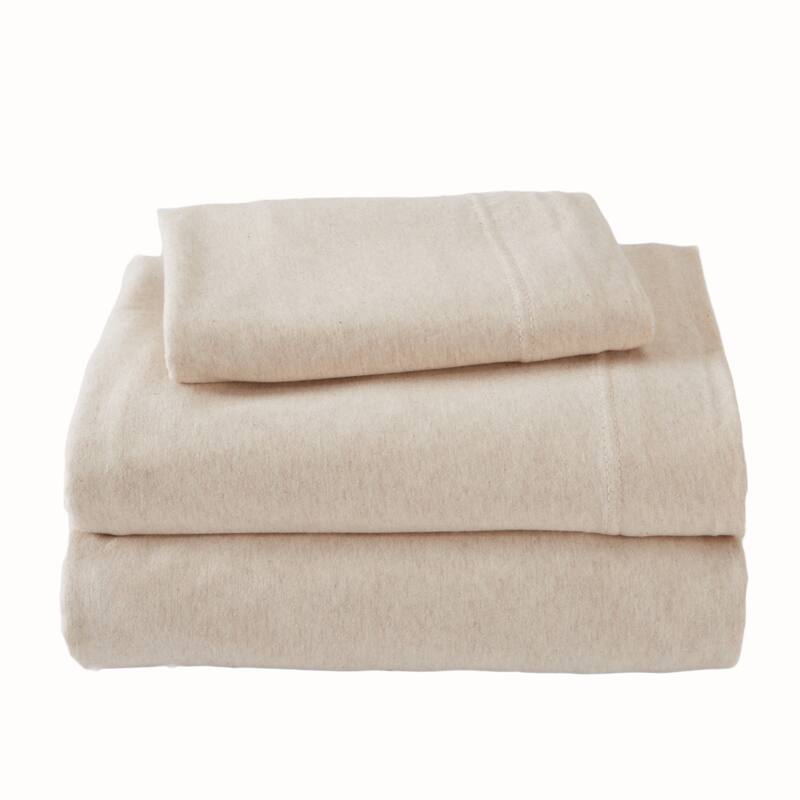 Premium Heathered Melange T-Shirt Jersey Knit Sheet Set - Twin - Oatmeal