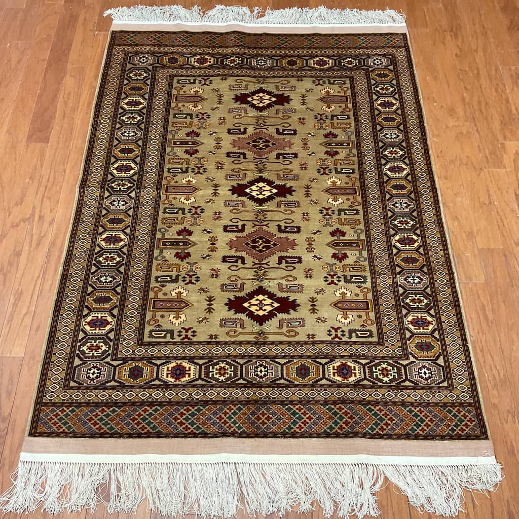 HERAT ORIENTAL Handmade Turkoman Wool & Silk Rug - 3'10" x 5'6"