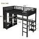 preview thumbnail 4 of 6, Space-Saving Twin XL Size Loft Bed Frame with Built-In Wardrobe, Metal Loft Bed with Desk and Storage Shelves