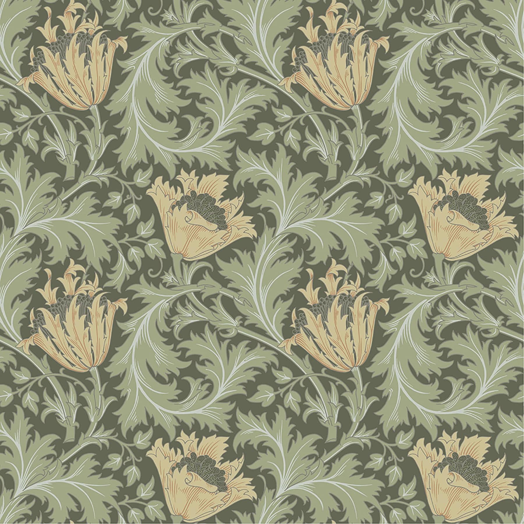 A-Street Prints Anemone Moss Floral Trail Wallpaper