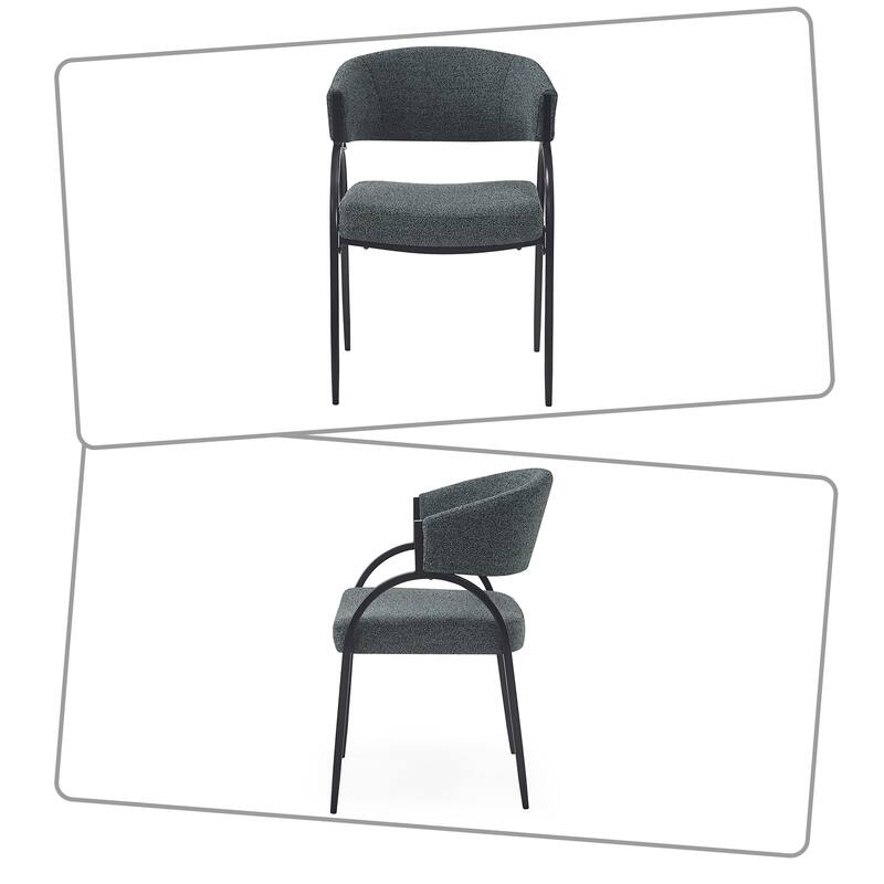 Modern Minimalist Upholstered Dining Chair Reception Chair with Curved Backrest and Metal Legs