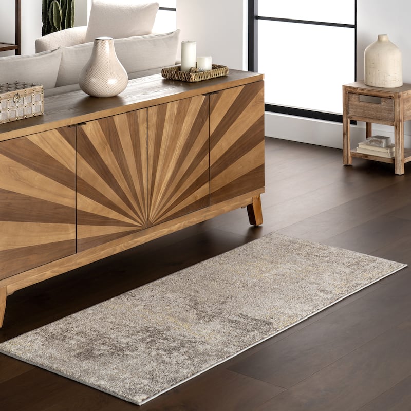 Nuloom Monet Modern Abstract Area Rug - 2'6" x 6' Runner - Beige - Runner