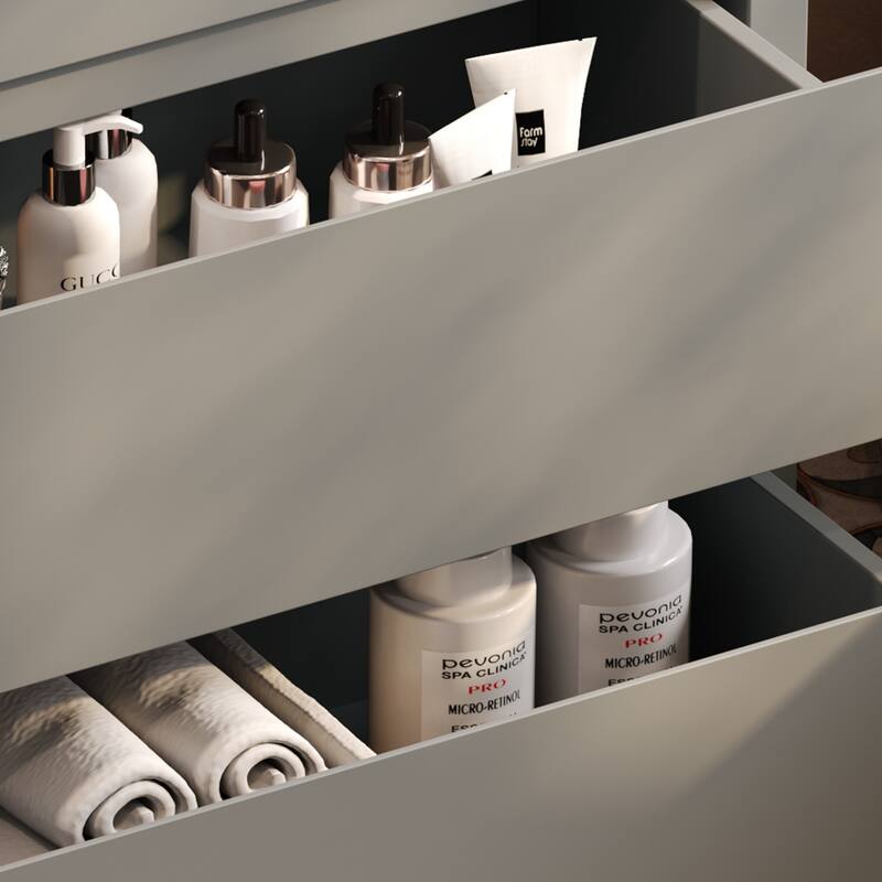 Compact 30" Bathroom Vanity Set - Ceramic Vessel Sink & 2 Soft-Close Drawers, Freestanding Design with 45° Handle-Free Cabinetry