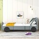 preview thumbnail 21 of 58, Plywood Car Shaped Platform Bed Frame with 4 Wheels Gray - Twin