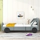 preview thumbnail 12 of 28, White Car Platform Bed with Safety Rails & Wheels - Fun for Kids