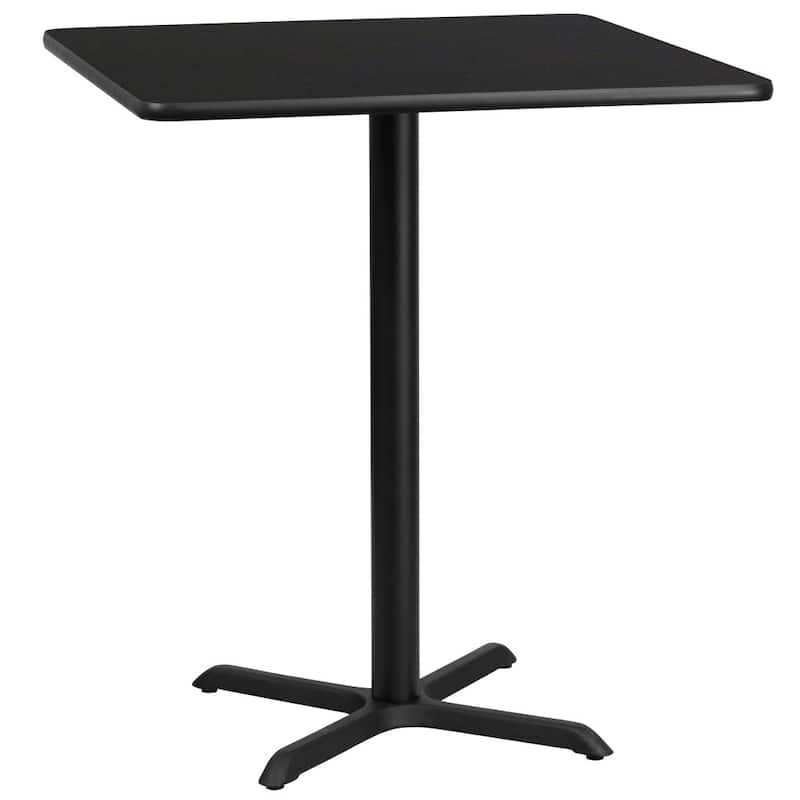 36'' Square Laminate Table Top with 30'' x 30'' Bar Height Table Base - Black