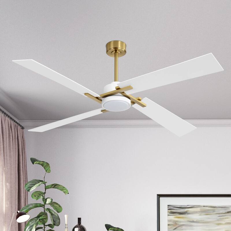 GetLedel 72" Large Modern LED Ceiling Fan with Remote Control and Light Kit - Gold/White