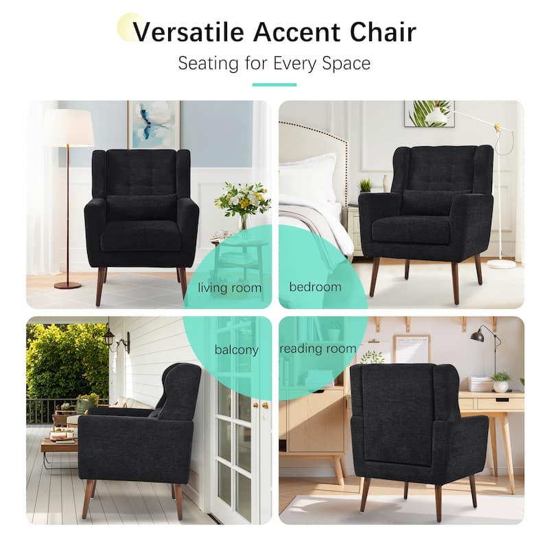 Modern Accent Chair,Chenille Living Room Lounge Chair / Throw Pillow,Comfy Reading Chair,Mid Century Living Room Chair